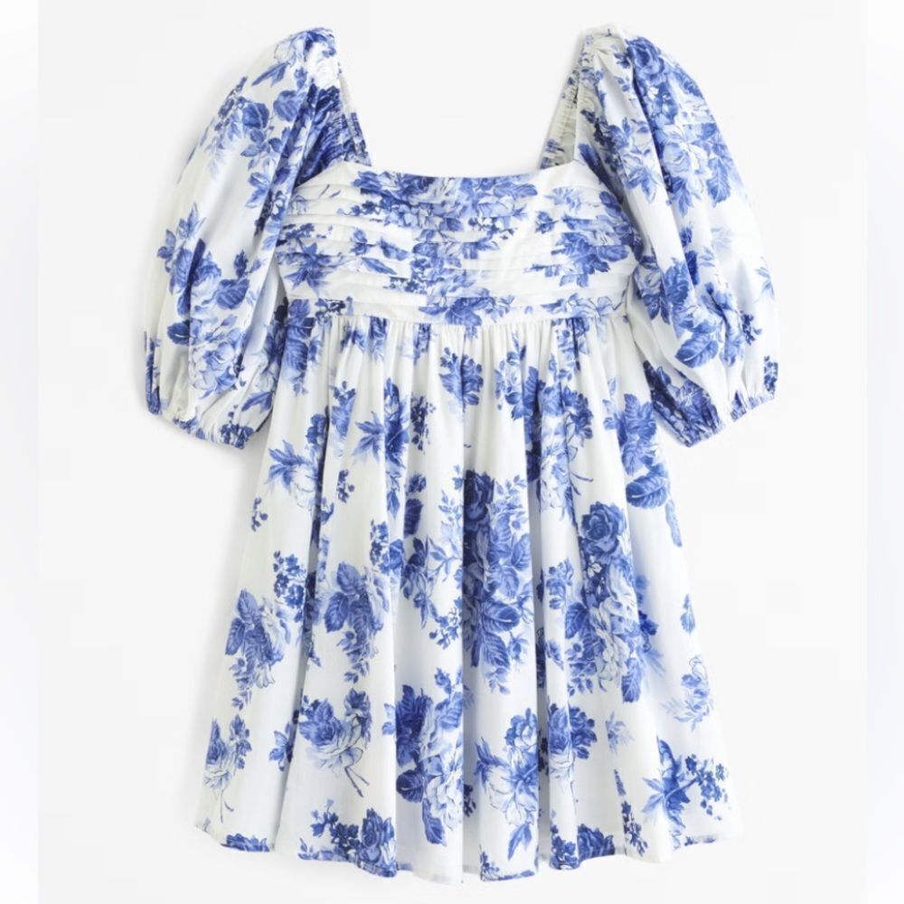 Abercrombie & Fitch Emerson Poplin Mini Dress with Puffed Sleeve Kids Size 13/14
